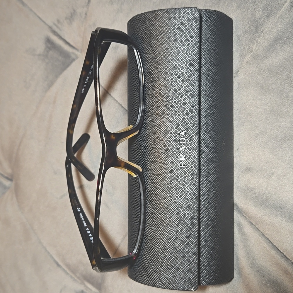 Prada Tortoise Rectangular Eyeglasses With Case - image 2
